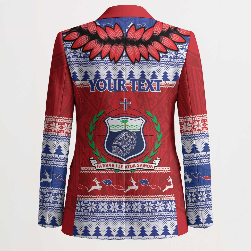 Personalised Toa Samoa Rugby Christmas Blazer Ula Fala Samoan Pattern Red - Polynesian Pride