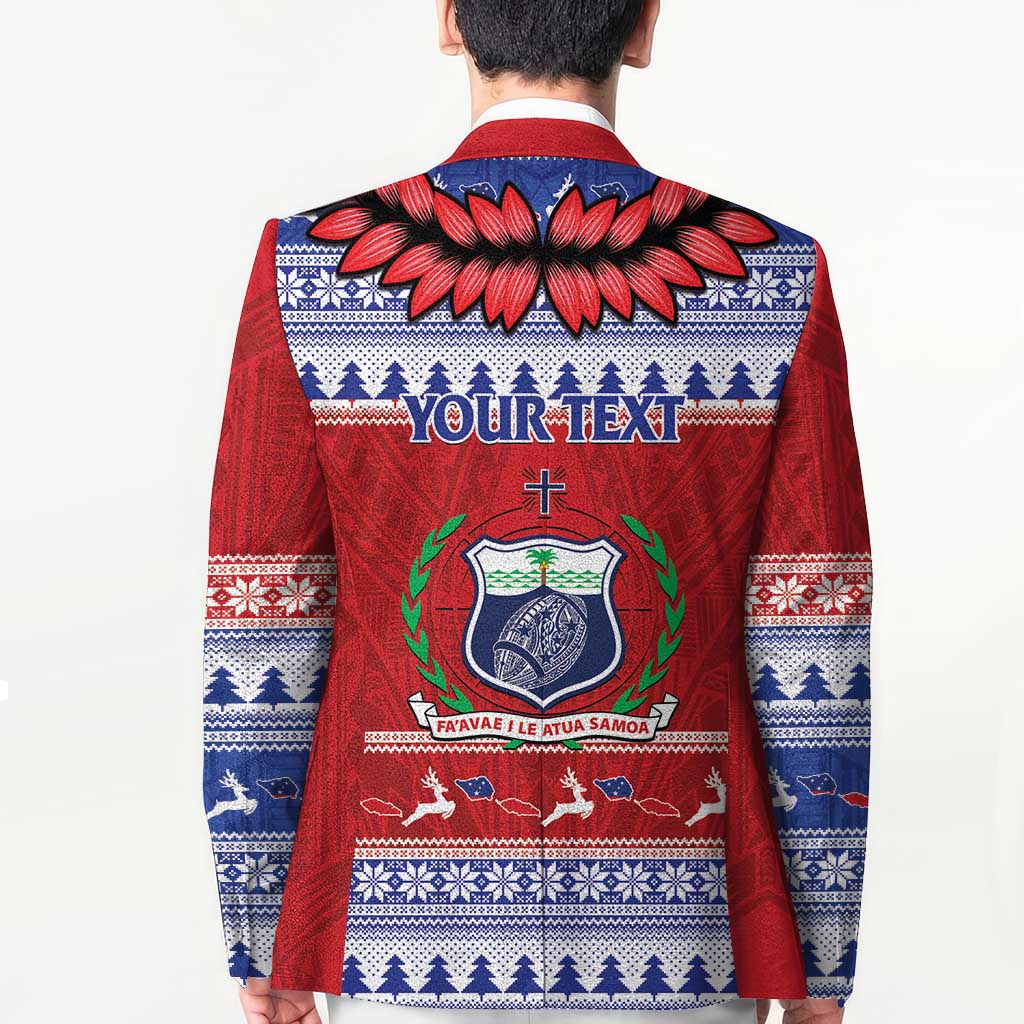 Personalised Toa Samoa Rugby Christmas Blazer Ula Fala Samoan Pattern Red - Polynesian Pride