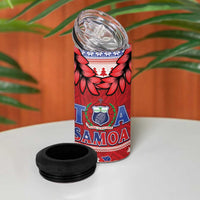 Toa Samoa Rugby Christmas 4 in 1 Can Cooler Tumbler Ula Fala Samoan Pattern Red - Polynesian Pride