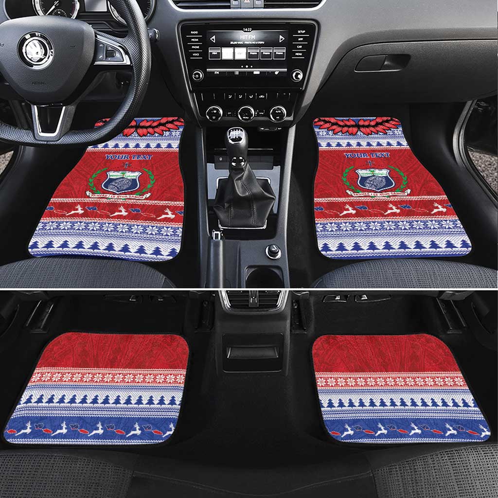 Personalised Toa Samoa Rugby Christmas Car Mats Ula Fala Samoan Pattern Red - Polynesian Pride