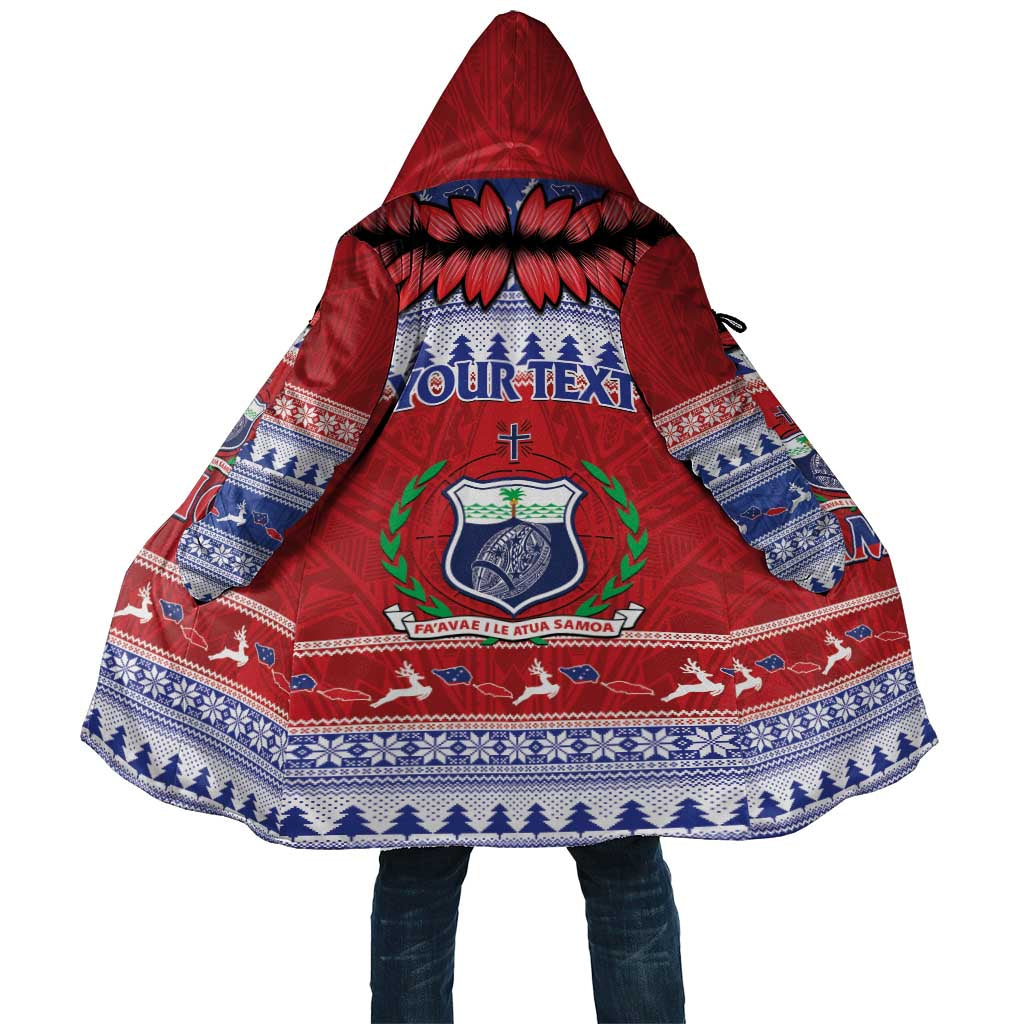 Personalised Toa Samoa Rugby Christmas Cloak Ula Fala Samoan Pattern Red - Polynesian Pride