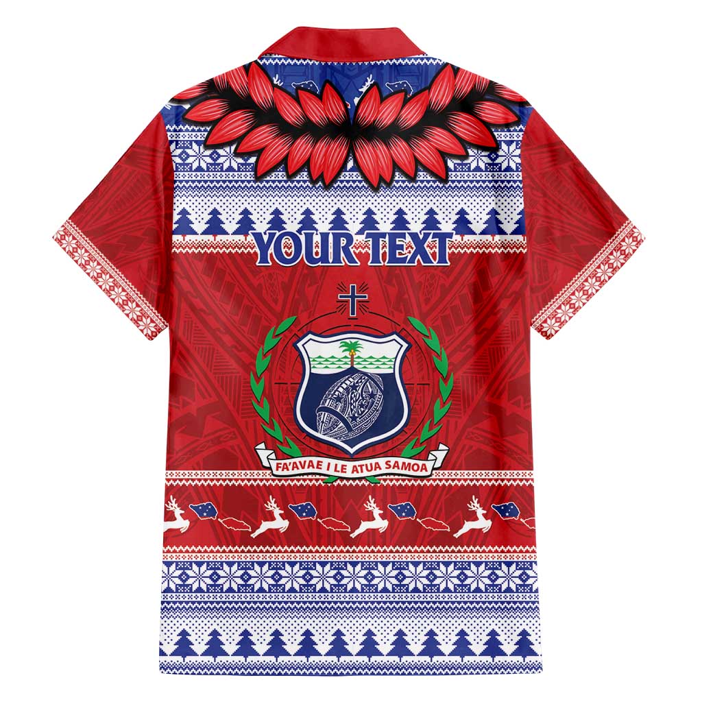 Personalised Toa Samoa Rugby Christmas Family Matching Long Sleeve Bodycon Dress and Hawaiian Shirt Ula Fala Samoan Pattern Red - Polynesian Pride