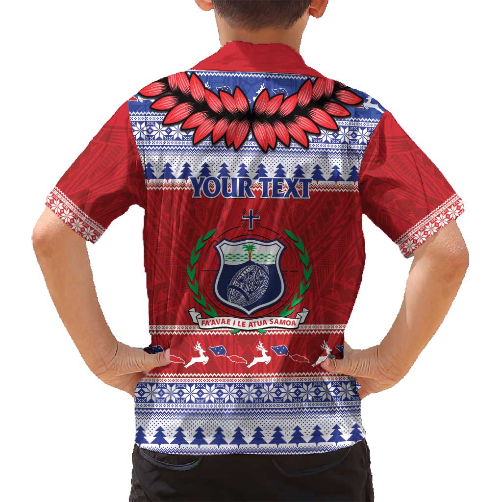 Personalised Toa Samoa Rugby Christmas Family Matching Off Shoulder Short Dress and Hawaiian Shirt Ula Fala Samoan Pattern Red - Polynesian Pride