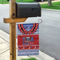 Toa Samoa Rugby Christmas Garden Flag Ula Fala Samoan Pattern Red - Polynesian Pride