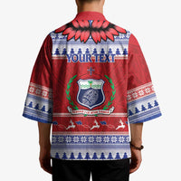 Personalised Toa Samoa Rugby Christmas Kimono Ula Fala Samoan Pattern Red - Polynesian Pride