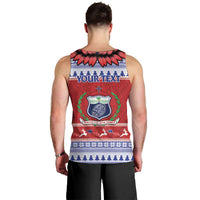 Personalised Toa Samoa Rugby Christmas Men Tank Top Ula Fala Samoan Pattern Red - Polynesian Pride