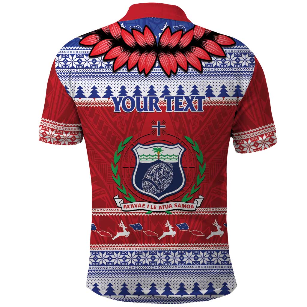 Personalised Toa Samoa Rugby Christmas Polo Shirt Ula Fala Samoan Pattern Red - Polynesian Pride