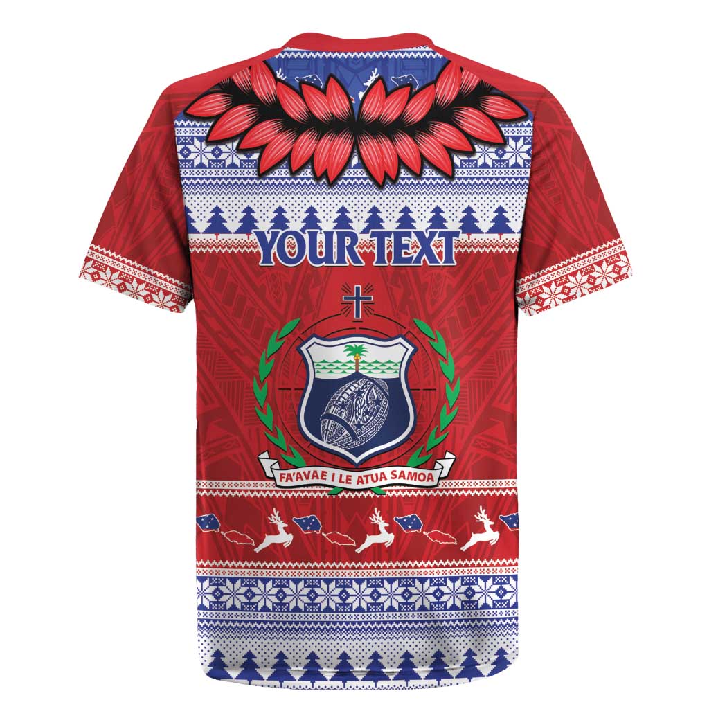 Personalised Toa Samoa Rugby Christmas Rugby Jersey Ula Fala Samoan Pattern Red - Polynesian Pride