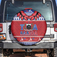 Toa Samoa Rugby Christmas Spare Tire Cover Ula Fala Samoan Pattern Red - Polynesian Pride