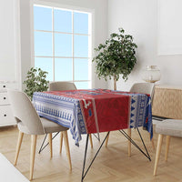 Toa Samoa Rugby Christmas Tablecloth Ula Fala Samoan Pattern Red - Polynesian Pride