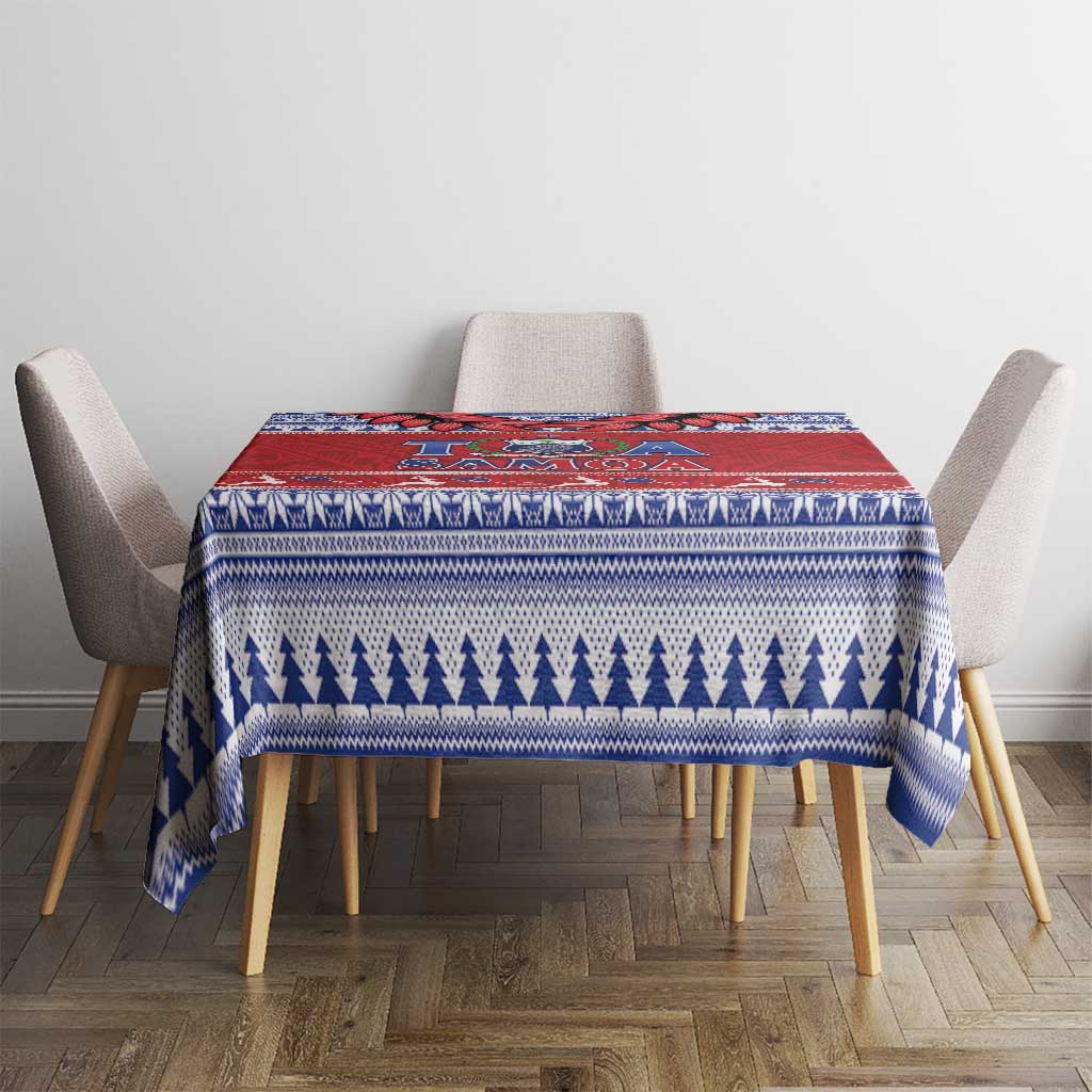 Toa Samoa Rugby Christmas Tablecloth Ula Fala Samoan Pattern Red - Polynesian Pride