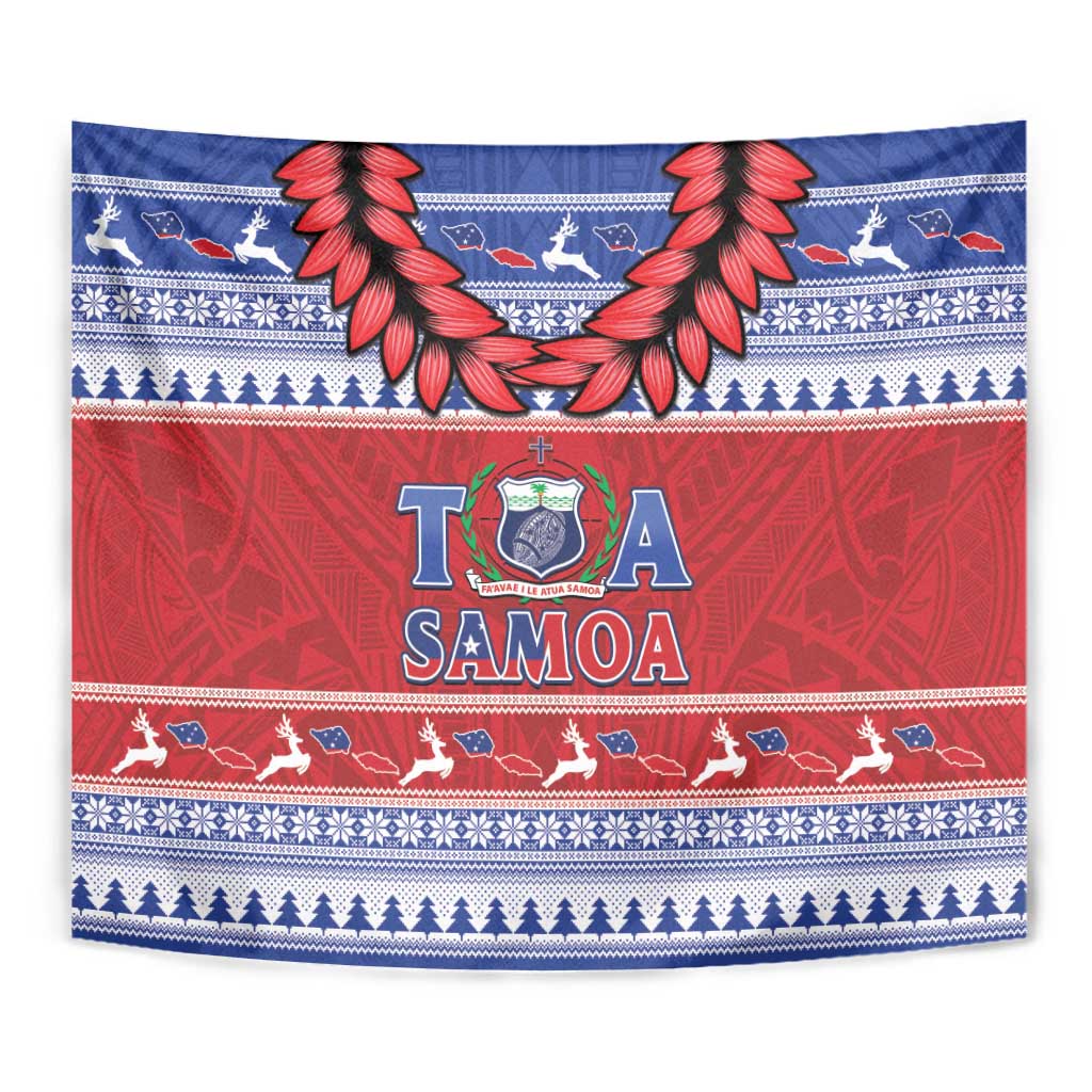 Toa Samoa Rugby Christmas Tapestry Ula Fala Samoan Pattern Red - Polynesian Pride