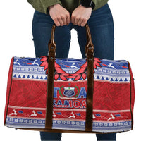 Toa Samoa Rugby Christmas Travel Bag Ula Fala Samoan Pattern Red - Polynesian Pride