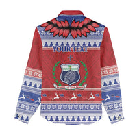 Personalised Toa Samoa Rugby Christmas Women Casual Shirt Ula Fala Samoan Pattern Red - Polynesian Pride