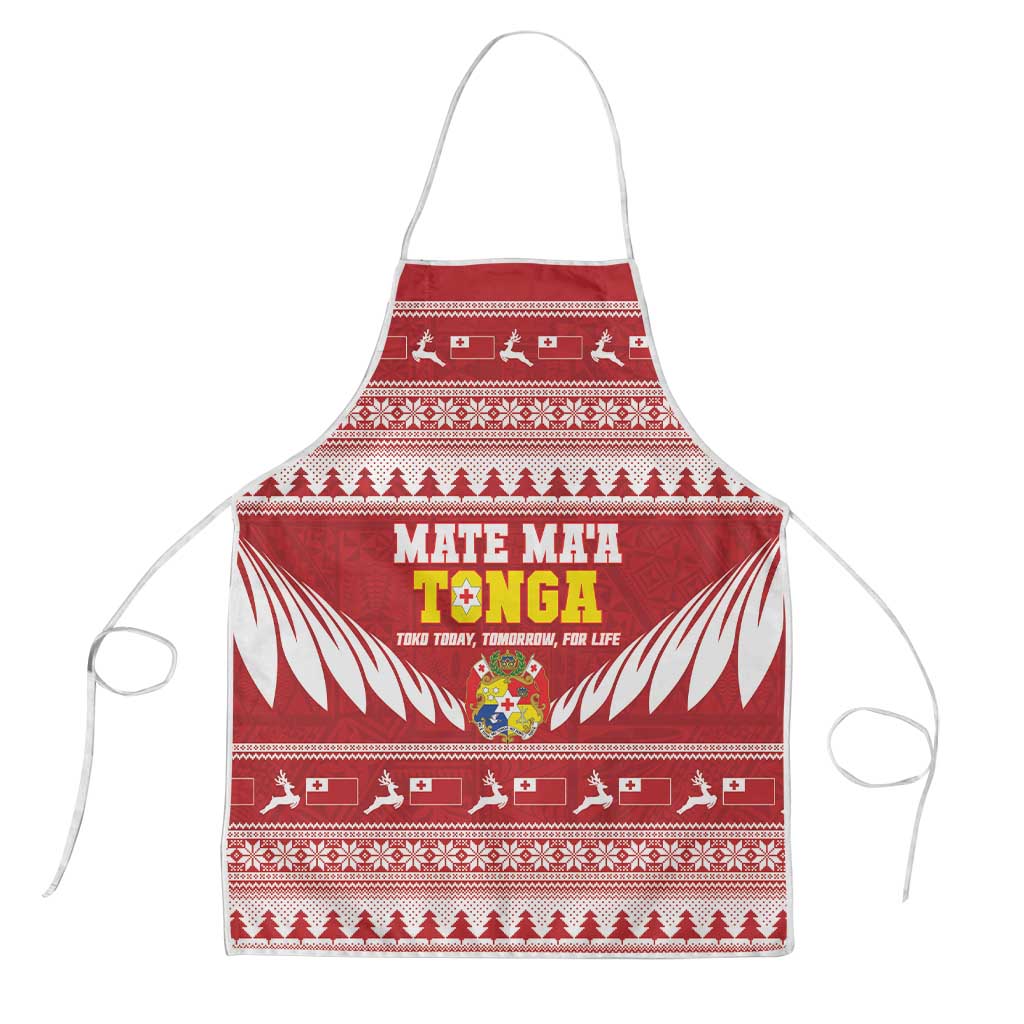 Tonga Rugby Christmas Apron Mate Maa Tonga Ngatu Pattern - Polynesian Pride