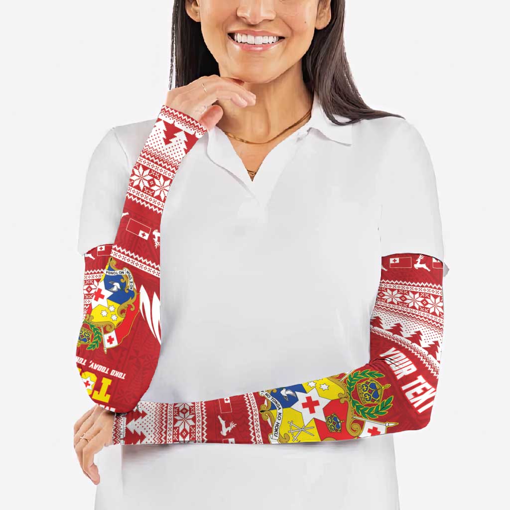 Personalised Tonga Rugby Christmas Arm Sleeves Mate Maa Tonga Ngatu Pattern - Polynesian Pride