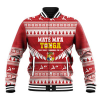 Personalised Tonga Rugby Christmas Baseball Jacket Mate Maa Tonga Ngatu Pattern - Polynesian Pride