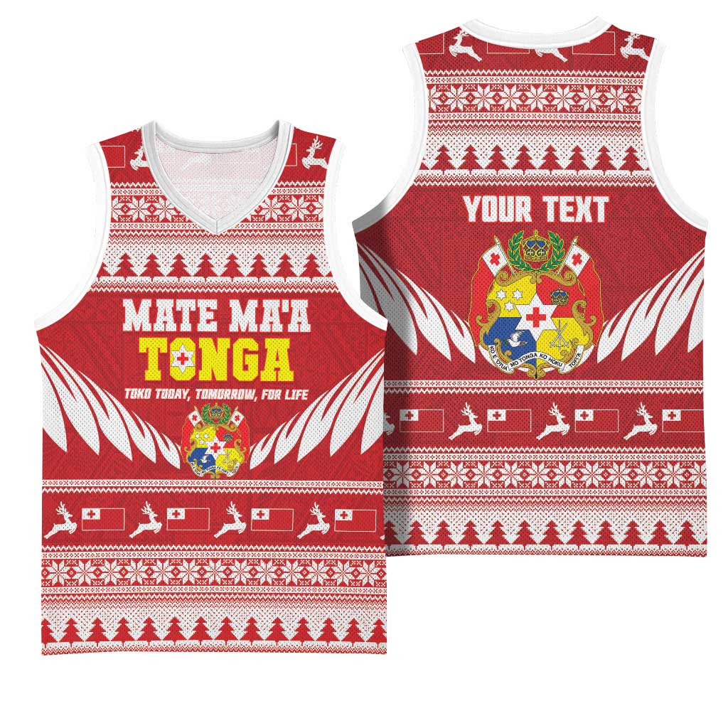 Personalised Tonga Rugby Christmas Basketball Jersey Mate Maa Tonga Ngatu Pattern - Polynesian Pride