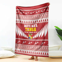 Tonga Rugby Christmas Blanket Mate Maa Tonga Ngatu Pattern - Polynesian Pride