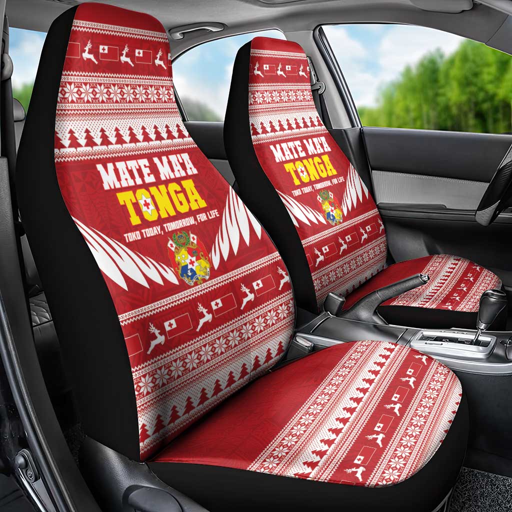 Tonga Rugby Christmas Car Seat Cover Mate Maa Tonga Ngatu Pattern - Polynesian Pride