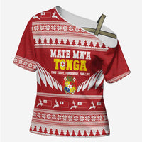 Personalised Tonga Rugby Christmas Cross Shoulder Shirt Mate Maa Tonga Ngatu Pattern - Polynesian Pride