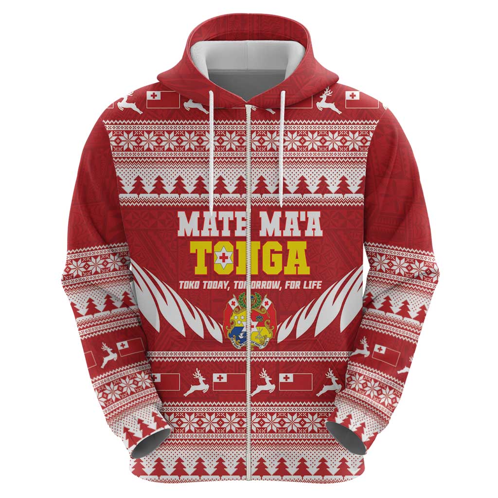 Personalised Tonga Rugby Christmas Hoodie Mate Maa Tonga Ngatu Pattern - Polynesian Pride