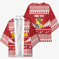 Personalised Tonga Rugby Christmas Kimono Mate Maa Tonga Ngatu Pattern - Polynesian Pride