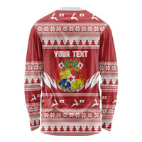 Personalised Tonga Rugby Christmas Long Sleeve Shirt Mate Maa Tonga Ngatu Pattern - Polynesian Pride