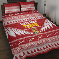 Tonga Rugby Christmas Quilt Bed Set Mate Maa Tonga Ngatu Pattern - Polynesian Pride