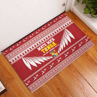 Tonga Rugby Christmas Rubber Doormat Mate Maa Tonga Ngatu Pattern - Polynesian Pride