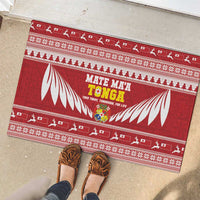 Tonga Rugby Christmas Rubber Doormat Mate Maa Tonga Ngatu Pattern - Polynesian Pride