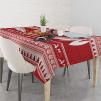 Tonga Rugby Christmas Tablecloth Mate Maa Tonga Ngatu Pattern - Polynesian Pride
