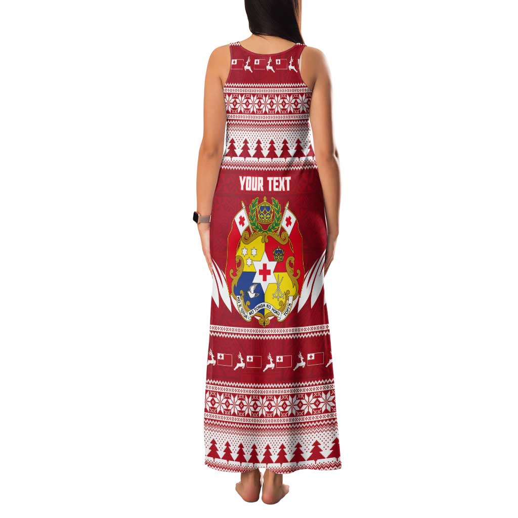 Personalised Tonga Rugby Christmas Tank Maxi Dress Mate Maa Tonga Ngatu Pattern - Polynesian Pride