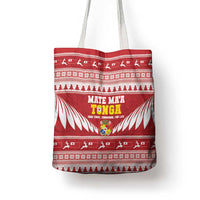Tonga Rugby Christmas Tote Bag Mate Maa Tonga Ngatu Pattern - Polynesian Pride