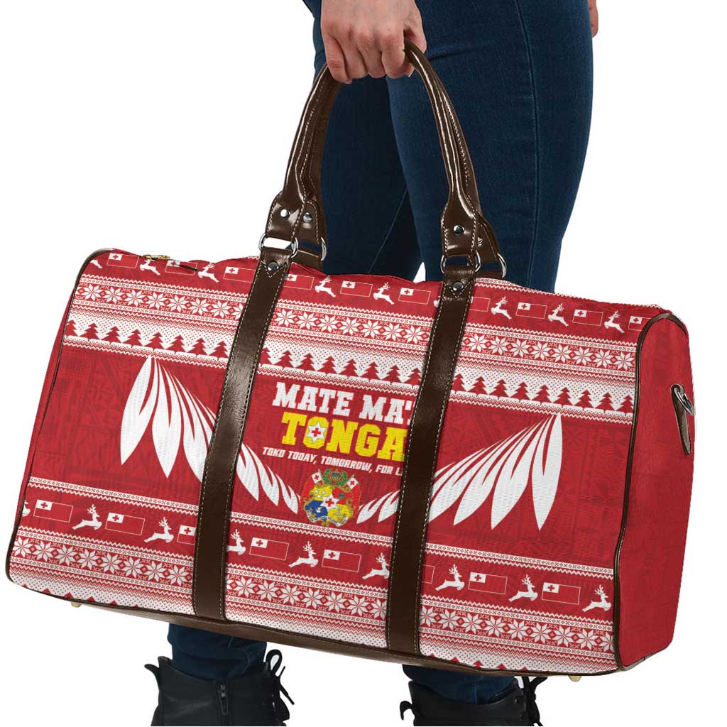 Tonga Rugby Christmas Travel Bag Mate Maa Tonga Ngatu Pattern - Polynesian Pride
