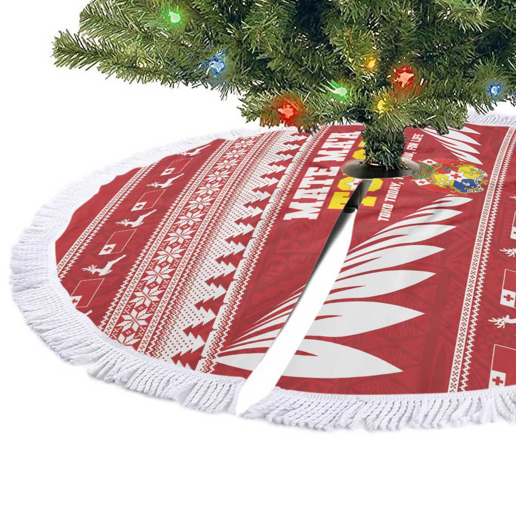 Tonga Rugby Christmas Tree Skirt Mate Maa Tonga Ngatu Pattern - Polynesian Pride