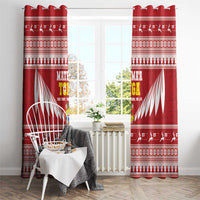 Tonga Rugby Christmas Window Curtain Mate Maa Tonga Ngatu Pattern - Polynesian Pride