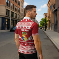 Personalised Tonga Rugby Christmas Zipper Polo Shirt Mate Maa Tonga Ngatu Pattern - Polynesian Pride