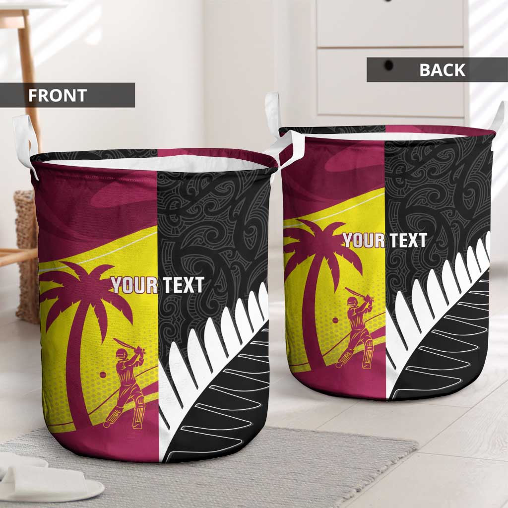 New Zealand and West Indies Cricket Custom Laundry Basket Black Cap Windies Together LT14 - Polynesian Pride