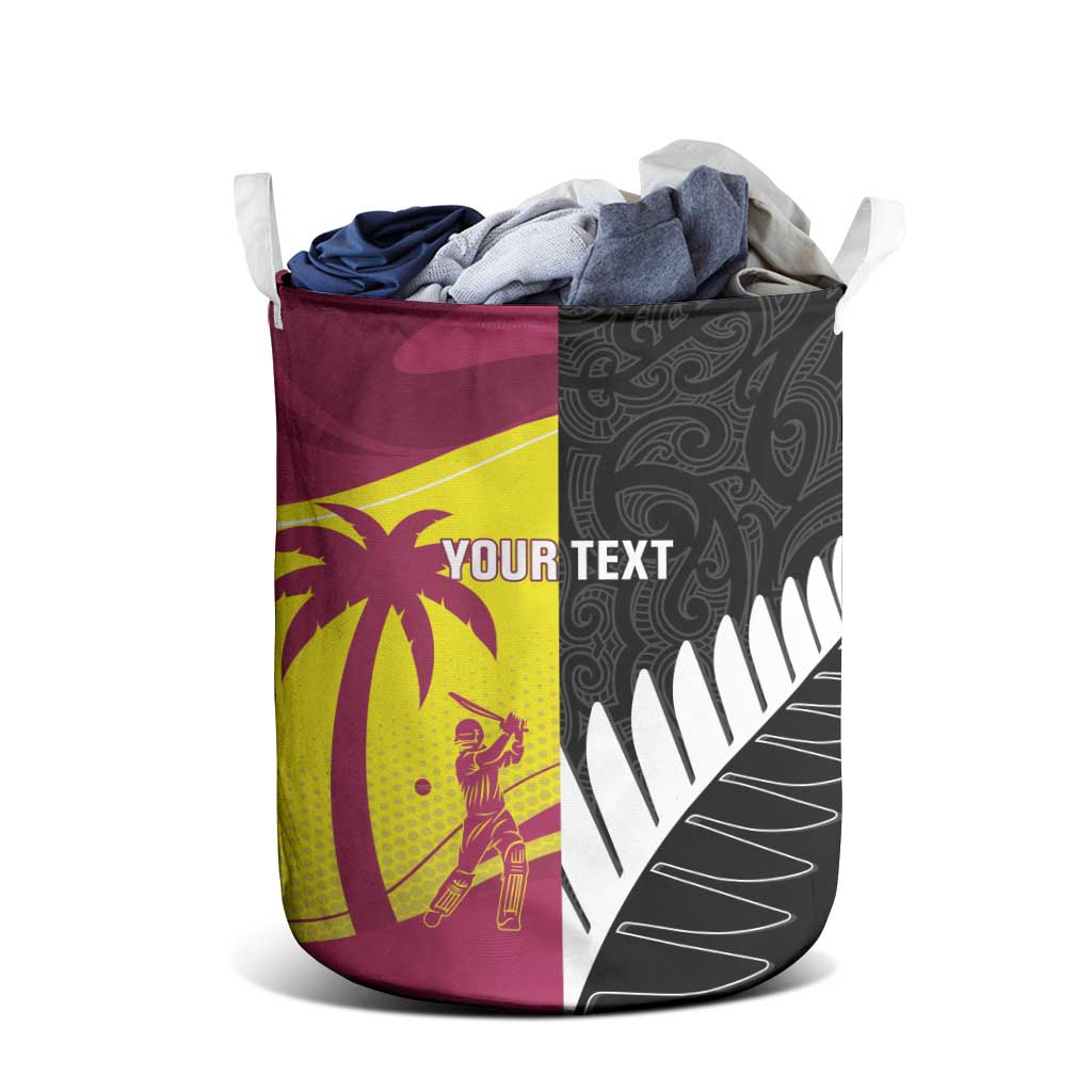 New Zealand and West Indies Cricket Custom Laundry Basket Black Cap Windies Together LT14 - Polynesian Pride