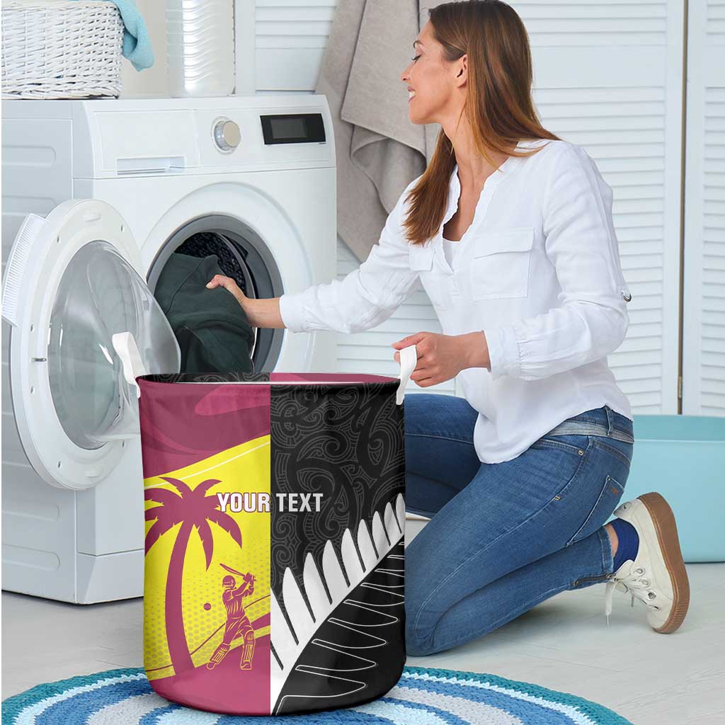 New Zealand and West Indies Cricket Custom Laundry Basket Black Cap Windies Together LT14 - Polynesian Pride