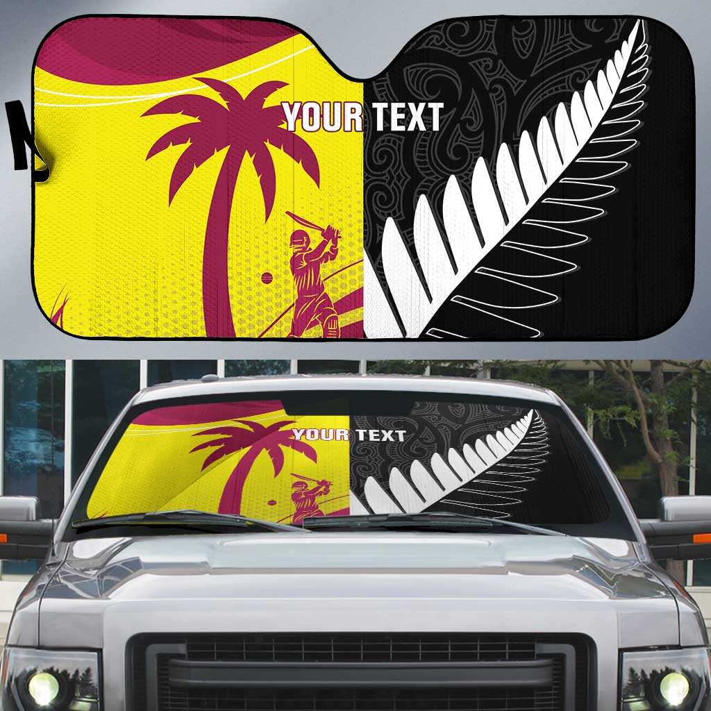 New Zealand and West Indies Cricket Custom Auto Sun Shade Black Cap Windies Together - Polynesian Pride