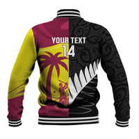 New Zealand and West Indies Cricket Custom Baseball Jacket Black Cap Windies Together - Polynesian Pride