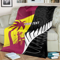 New Zealand and West Indies Cricket Custom Blanket Black Cap Windies Together - Polynesian Pride