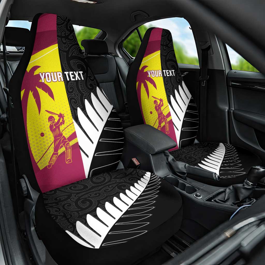 New Zealand and West Indies Cricket Custom Car Seat Cover Black Cap Windies Together - Polynesian Pride