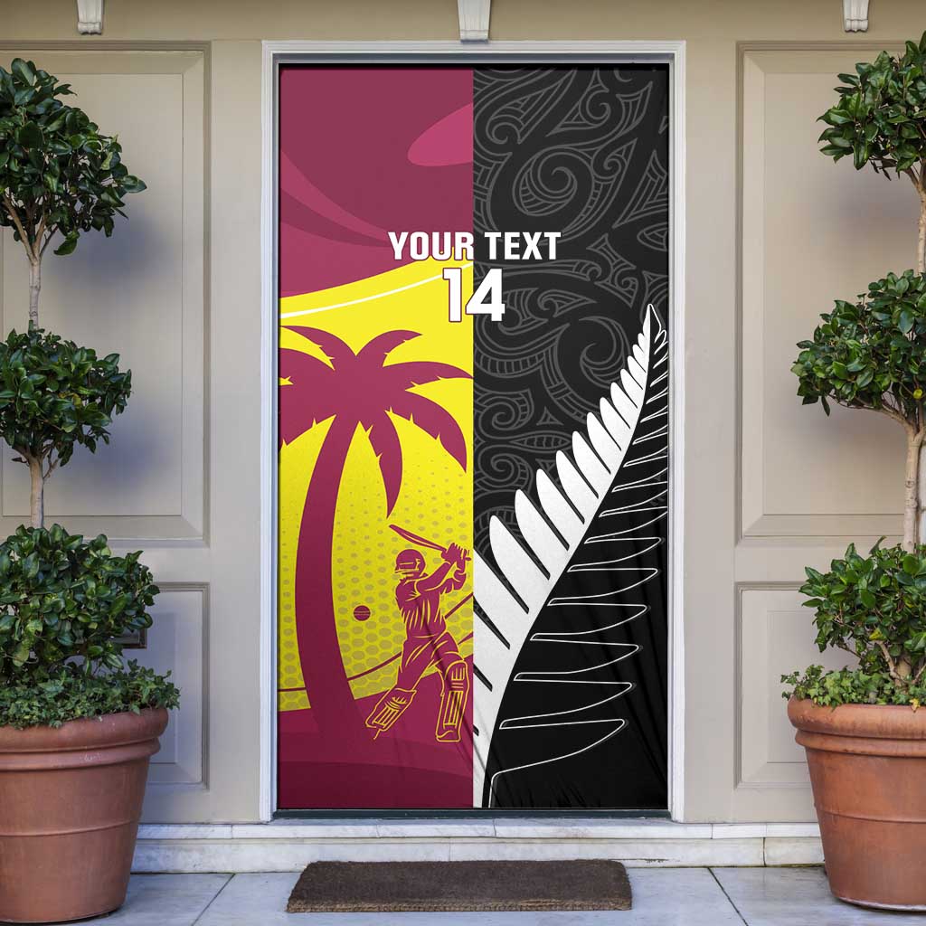 New Zealand and West Indies Cricket Custom Door Cover Black Cap Windies Together - Polynesian Pride