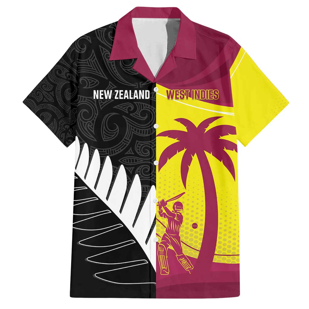 New Zealand and West Indies Cricket Custom Family Matching Long Sleeve Bodycon Dress and Hawaiian Shirt Black Cap Windies Together - Polynesian Pride
