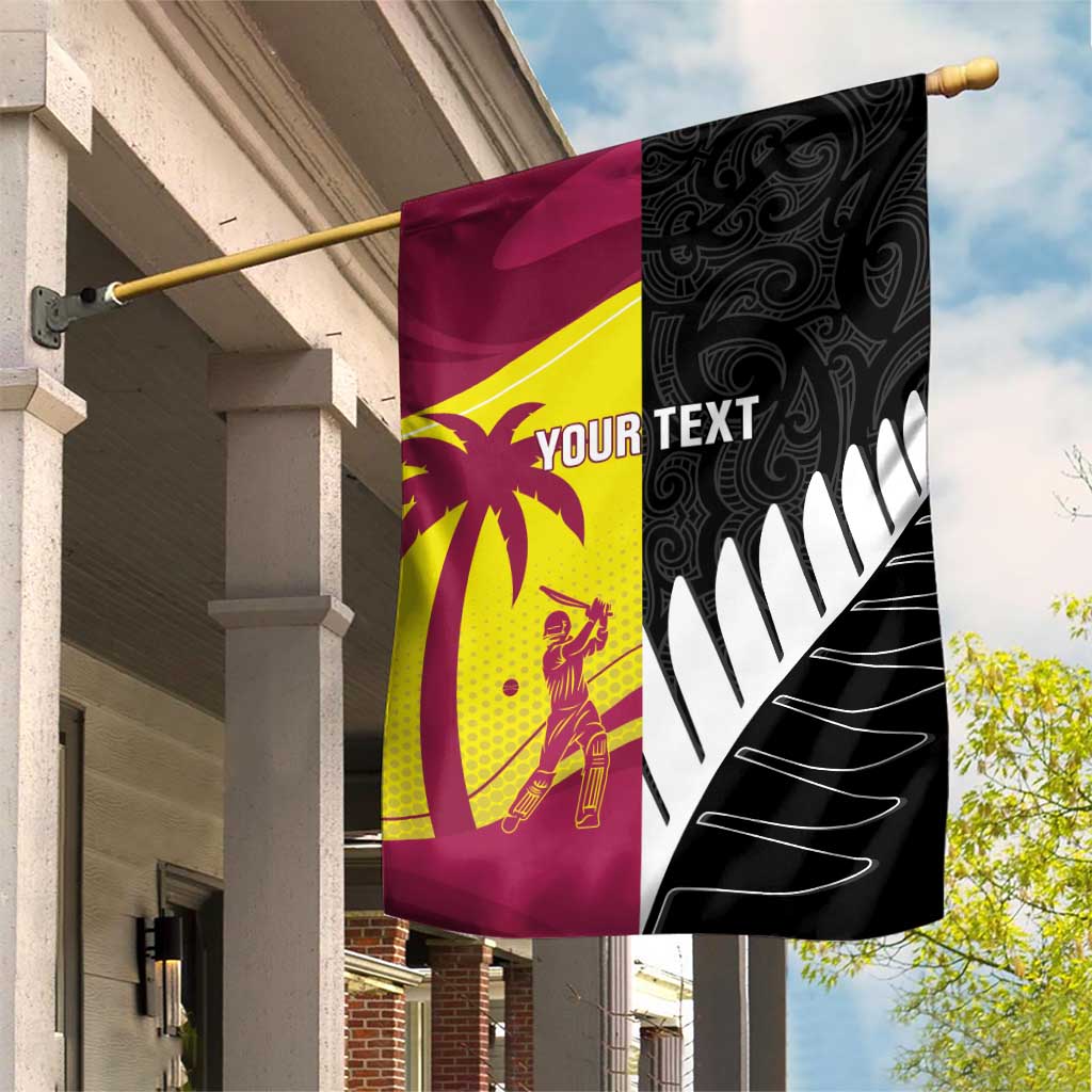 New Zealand and West Indies Cricket Custom Garden Flag Black Cap Windies Together - Polynesian Pride