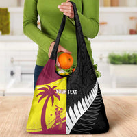 New Zealand and West Indies Cricket Custom Grocery Bag Black Cap Windies Together - Polynesian Pride