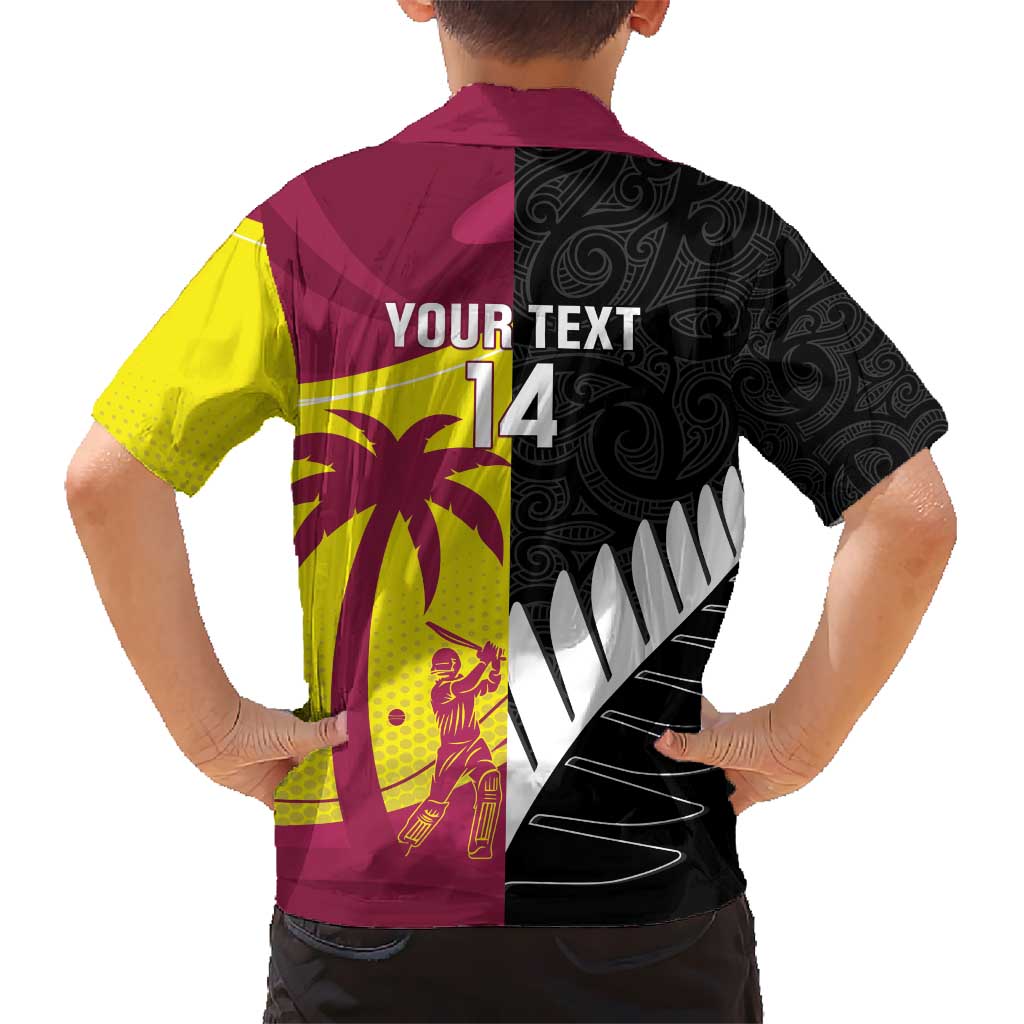New Zealand and West Indies Cricket Custom Hawaiian Shirt Black Cap Windies Together - Polynesian Pride